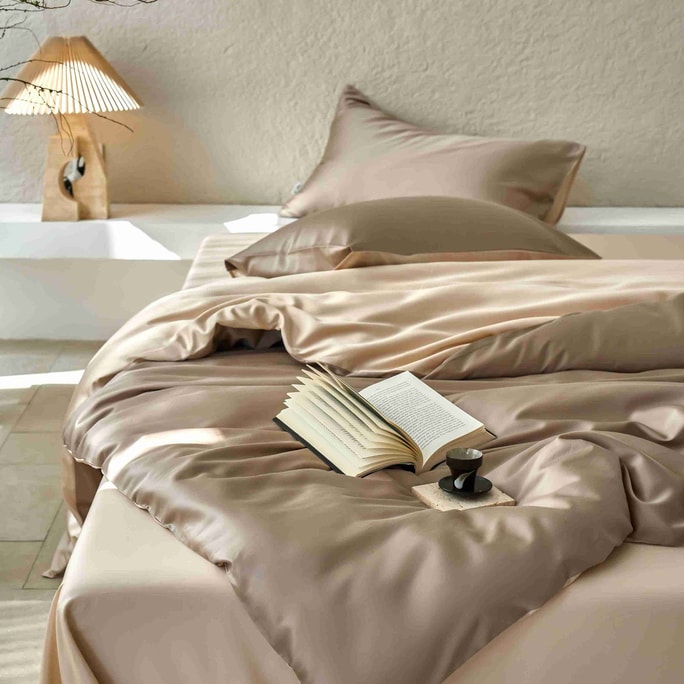 【中国直邮】Lullabuy  晨露 臻眠床上四件套(枕套*2+床单*1+被套*1)四季床品居家必备床单被套 桃雾 Queen Size