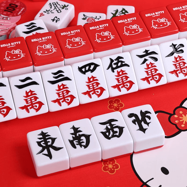 New KT Cat Red Mahjong 44 Custom Gift box Set Of Mahjong +