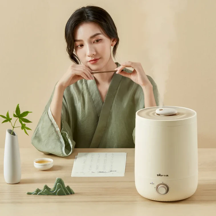 【香港直郵】 小熊 JSQ-C45U1米黃色加濕器 4.5L大容量 桌面用淨化大霧量 3