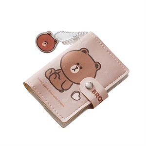 【中國直郵】日本 LINE FRIENDS 卡包證件收納包大容量駕駛證件皮套可愛多卡位零錢包女身分證卡套 布朗熊