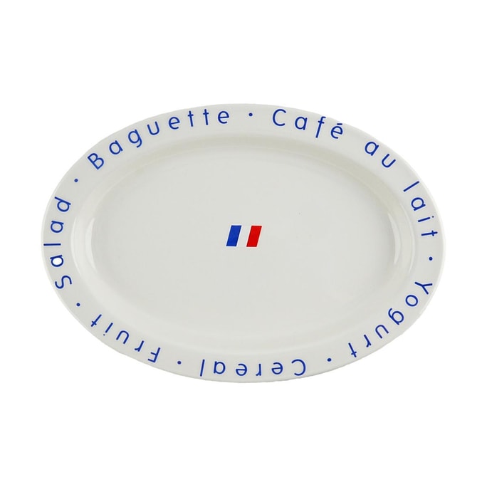 韩国NICOTT 巴黎杯旗圆形盘子 陶瓷餐具 30 x 20.8 x 3cm