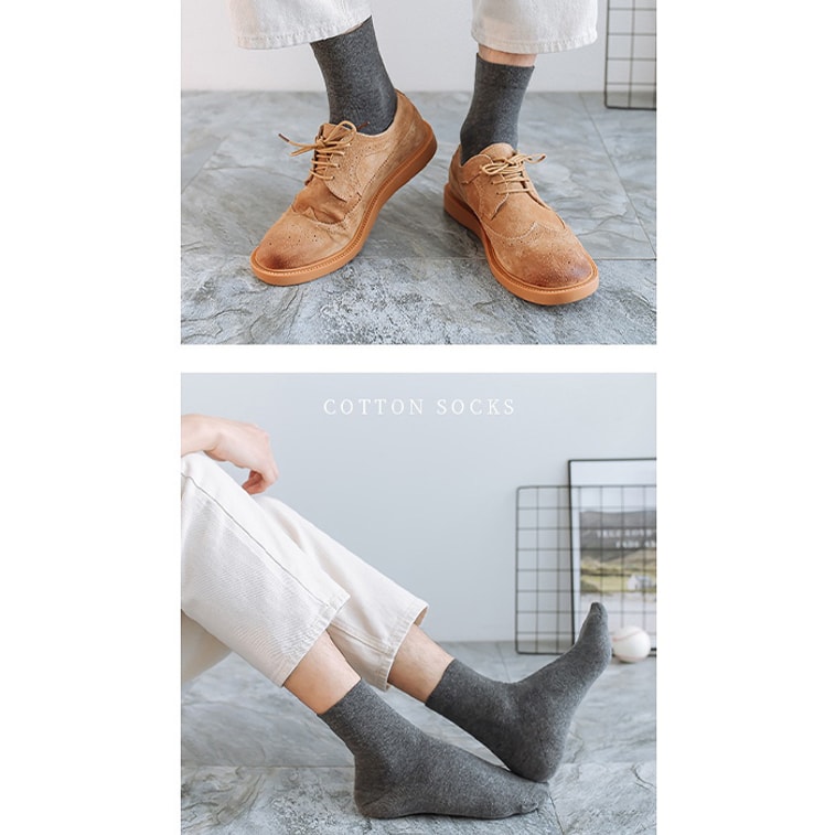 南極人 薄款男士中長襪 防臭 商務 透氣吸汗襪子 5雙 (白色+黑色+淺灰色+深灰色+藏青色)【薄款 旅行一次性襪子】 4