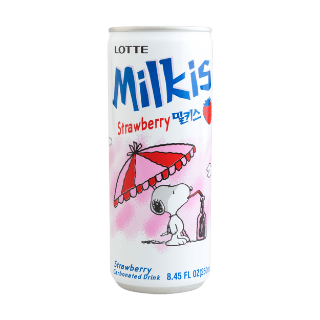 商品详情 - 韩国LOTTE乐天 牛奶苏打水碳酸饮料 草莓味 250ml 新老包装随机发 - image  0