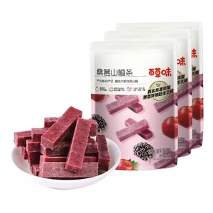 [중국 직배송] 바이차오웨이 뽕나무와 산사나무 열매 젤리 408g*3봉지. 산사나무 열매, 과일 젤리, 설탕에 절인 과일, 새콤달콤한 맛의 식욕을 돋우는 간식입니다.