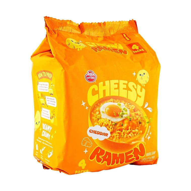 Cheesy Ramen - Cheddar Flavor, Non-Spicy Creamy & Savory Korean Instant Cheese Noodles ,3.92 oz*4 Pack 5