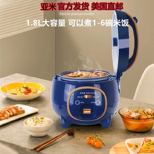 Electric Rice Cooker with Non-Stick Inner Pot Makes Soups, Stews, Grains, Cereals, Keep Warm Feature, 1.8L, Blue