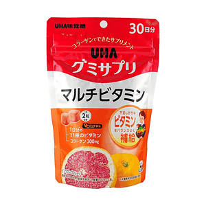 日本UHA悠哈味觉糖 多种维生素软糖补充剂 30天份 60粒【11种维生素】【含胶原蛋白】【粉红葡萄柚味】