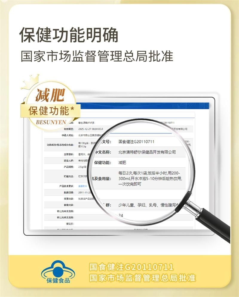【中国直邮】 碧生源 纤纤茶 减肥茶体重管理全身减肥茶通用茶正品(建议3盒一疗程)2.5g*25袋/盒