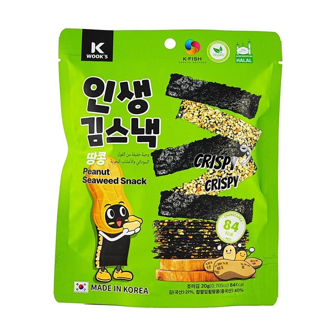 韩国CHUNGSANEA  K WOOK'S  糙米夹心海苔脆 花生味 20g