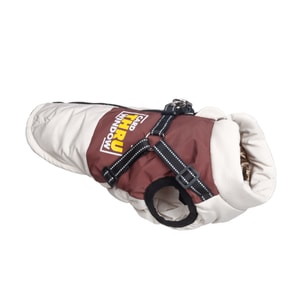 【中国直邮】 HSPM 宠物衣服秋冬新款防水保暖狗衣服冬季宠物滑雪服马甲狗狗棉衣 砖红拼杏色 1件 2XL