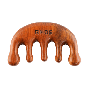 RHOS 金丝檀木多功能经络按摩梳 刮痧板 经典五头梳 五齿经络疏通 生发解压神器【孙俪同款】