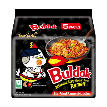 韩国SAMYANG三养 BULDAK 超辣鸡肉味拌面 火鸡面 5包入 700g 【新旧包装随机发货】