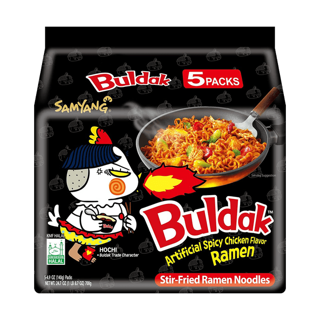 Korean Buldak Noodles Stir-Fried Ramen - Hot Chicken Flavor, Packaging May Vary, 5 Packs* 4.94oz【Trending on TikTok】