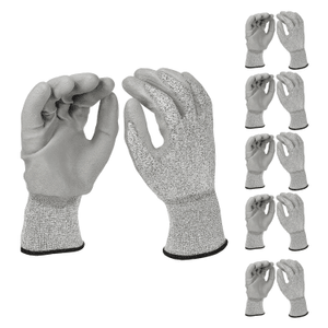Black Melange HPPE Blended Glove - Grey PU Palm Coated (4 Sizes), 5ea L