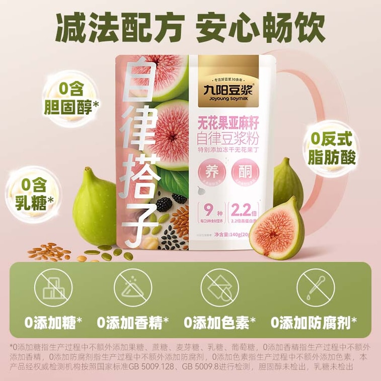 九阳豆漿 【平衡內源養雌】無花果亞麻籽自律豆漿粉 140g(20g×7 包)，9 種黃金籽類食材，2.2 倍高蛋白高膳食纖維，溫水速溶，女性週期代餐粉雙向調理內分泌 4