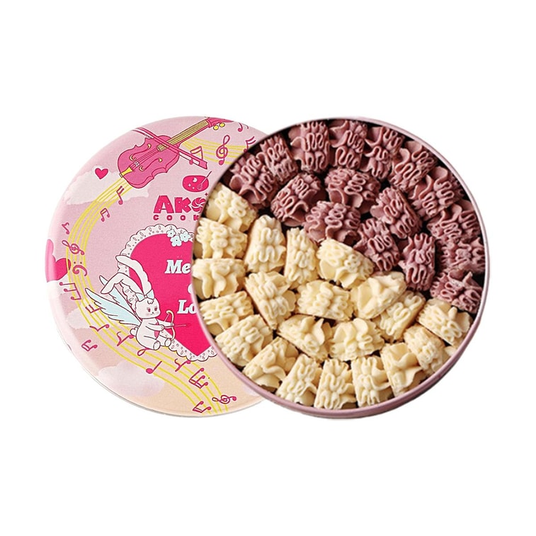 AKOKO 浪漫双拼曲奇 小花黄油曲奇饼干 原味+墨红玫瑰味 礼罐装 560g 【配料干净】【精致伴手礼】 3