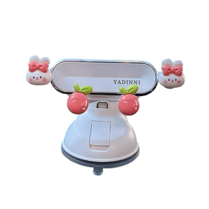 [中国直送] Xinyue 車載スマホホルダー 真空吸着吸盤 両用 ホワイトストロベリーラビット サイズ 11.5*8.5cm*1個