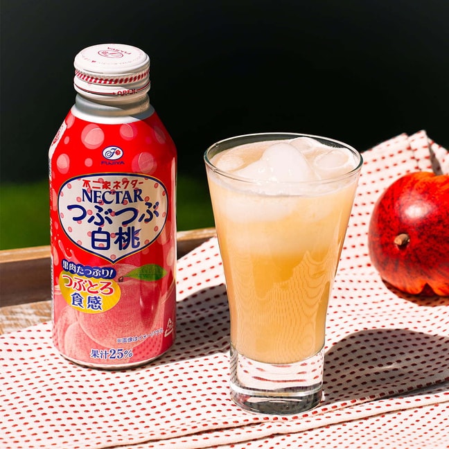 NECTAR Pulpy White Peach Juice - Japanese Fruit Drink, 12.84fl oz