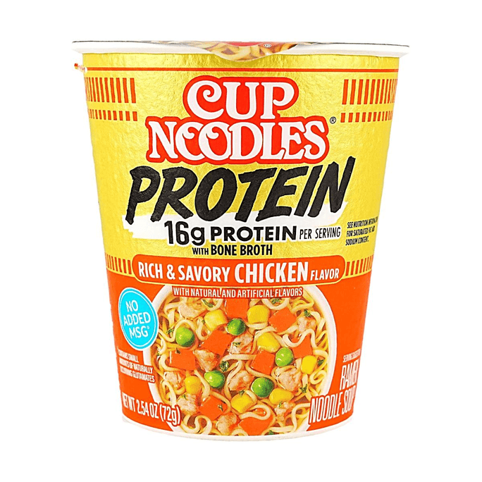 Cup Noodles Protein, Rich & Savory Chicken Flavor, 2.54 oz【16 oz Protein With Bone Broth】