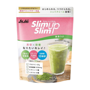 【日本直邮】 日本 ASAHI 朝日 SLIM UP SLIM 胶原蛋白代餐粉 减肥瘦身粉 粉末型奶昔 抹茶拿铁口味  315g