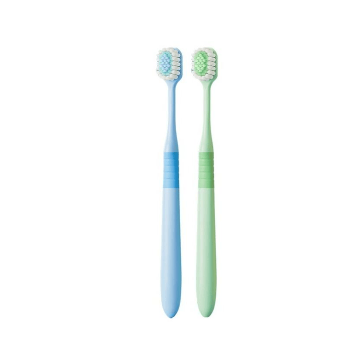 Adult Toothbrushes With Soft Bristles And Wide Heads For Cleaning Gums, Super Fine Blue + Green *2 Pieces