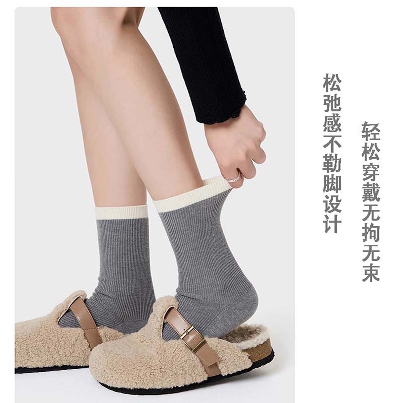 韩国 MIMIZ COLOR 韩系女士简约拼色 东大门甜美净版学院风-2双