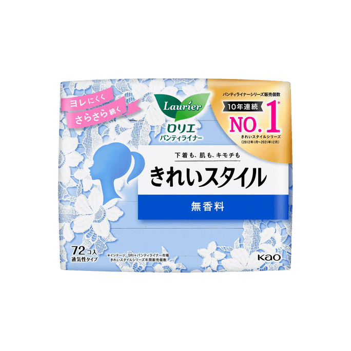 UltraThin Stress-free Unscented Feminine Period Pads without Wings, Panty Liner, Size 1 /140mm, 62ct【Packaging May Vary】