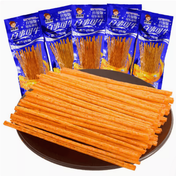  顏雯麗 百事可牛素牛肉棒8090後校園兒時懷舊零食辣條 18g*5包