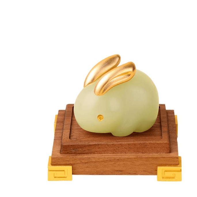 [중국 직송] 장인 정신이 깃든 귀여운 중국 십이지신 토끼 장식품 프리미엄 선물 옥토끼 장식품 (호두 도금 받침대) 4.5*6cm