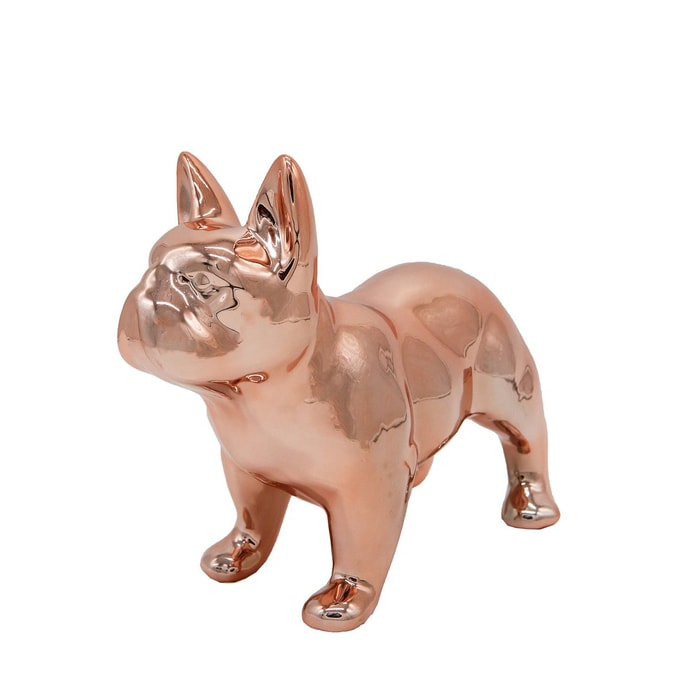  Standing Frenchie Ceramic Statue - Metallic Rose Gold