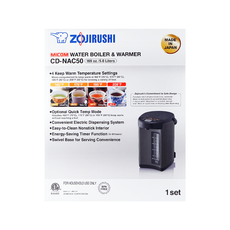Zojirushi Ve Hybrid 4-Liter Water Boiler & Warmer, Black