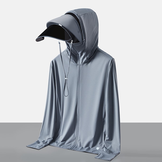 Sun Protection Clothing Outdoor Sunshade Ice Silk Breathable Unisex Size L Deep Gray (For men)