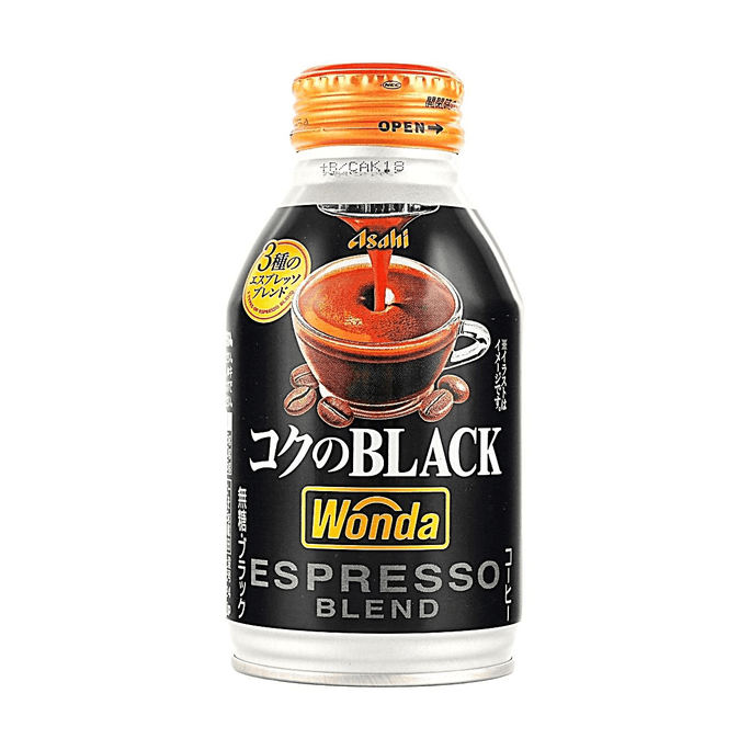 日本ASAHI朝日 WONDA旺達 濃郁無糖黑咖啡飲料 3種意式濃縮拼配 285ml【經典日式黑咖 0糖0卡無負擔】