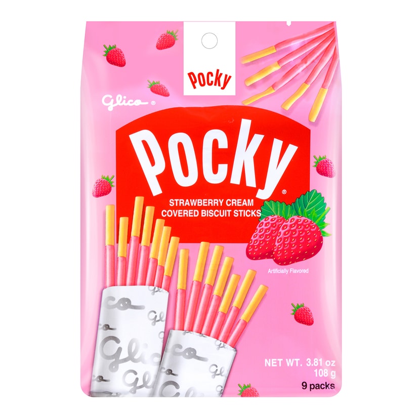 Pocky Strawberry Cream Covered Biscuit Sticks Family Pack 9 Packs