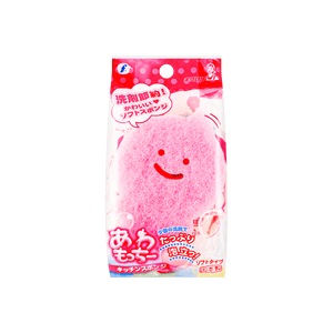 Bubble Cleansing Sponge and Scrubber Smiley Face Pink 