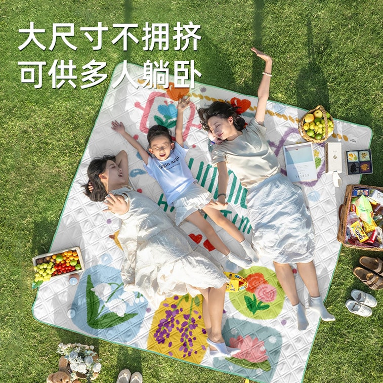 FOXTAIL 卡通便携野餐垫 露营垫 户外地垫 防水 防潮 便携 折叠 郊游 居家-粉衣小狗 中号(150*200cm)1个* 3