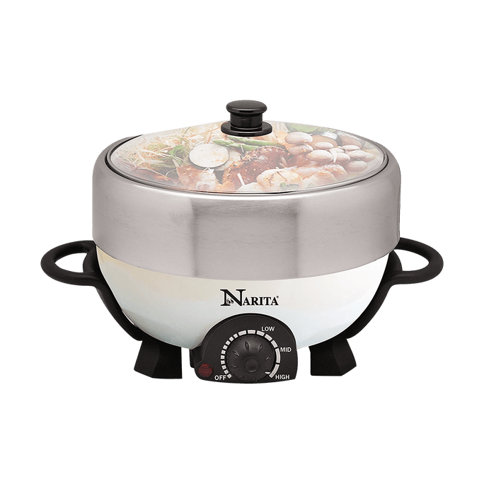 【Low Price Guarantee】Multi-function Hot Pot With Nonstick Grill Pan 4L NEC-402W 1 Year Mfg Warranty, 120V
