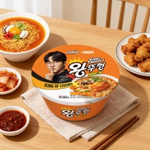 Faker × Wang Tukong Jumbo Noodle - Korean Instant Ramen With Soup Base, Kimchi Flavor, 4.23 oz 【King Of Legends】【Bigger