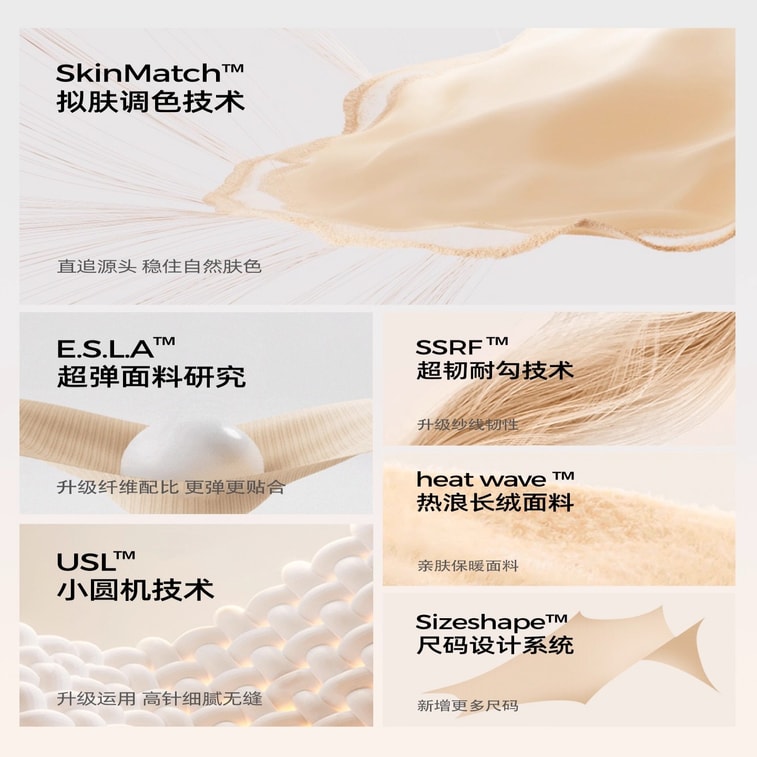 【中国直邮】 小野和子 双层光腿 连裤袜  第5代 无绒款(适合15-25℃) 长款 连脚 自然肤 两件装 3