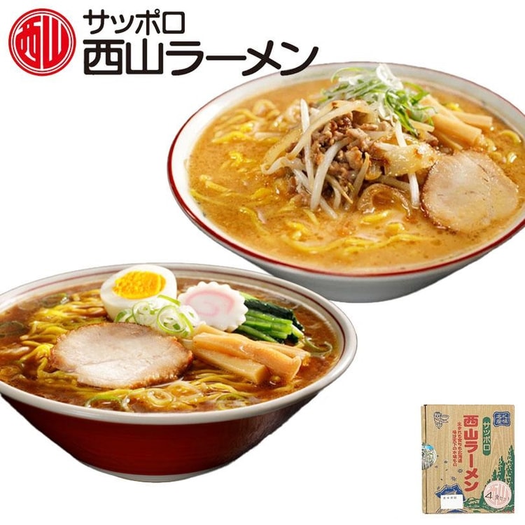 日本直送】日本西山ラーメンセット 味噌と醤油のダブル味 4食入り - Yami