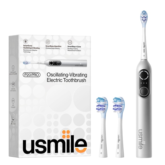 【美國直郵】USMILE 笑容加P20pro新一代掃振一體電動牙刷 銀色 1支裝