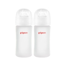 Silicone Coating (Glass Inside/Silicone Outside) Baby Bottle, 240ml (Pack of 2), Includes 2 pcs M Nipples (3m+)