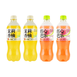 果子熟了 王爆爆 茉莉香柚味+红心芭乐味 维C气泡果汁饮料  500ml*4【2种口味4瓶组合装】【气足爽口 酸甜清新】【补充每日所需维生素C】