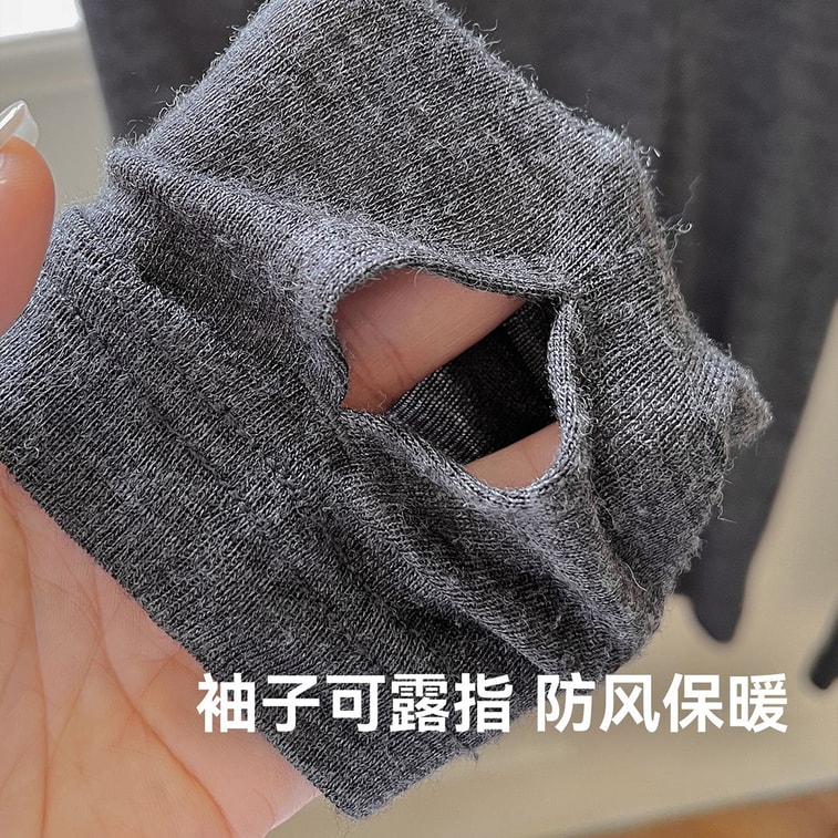 【中國直郵】 HSPM 綿羊毛連帽長袖內搭修身顯瘦半拉鍊打底衫 深黑L 1件 6