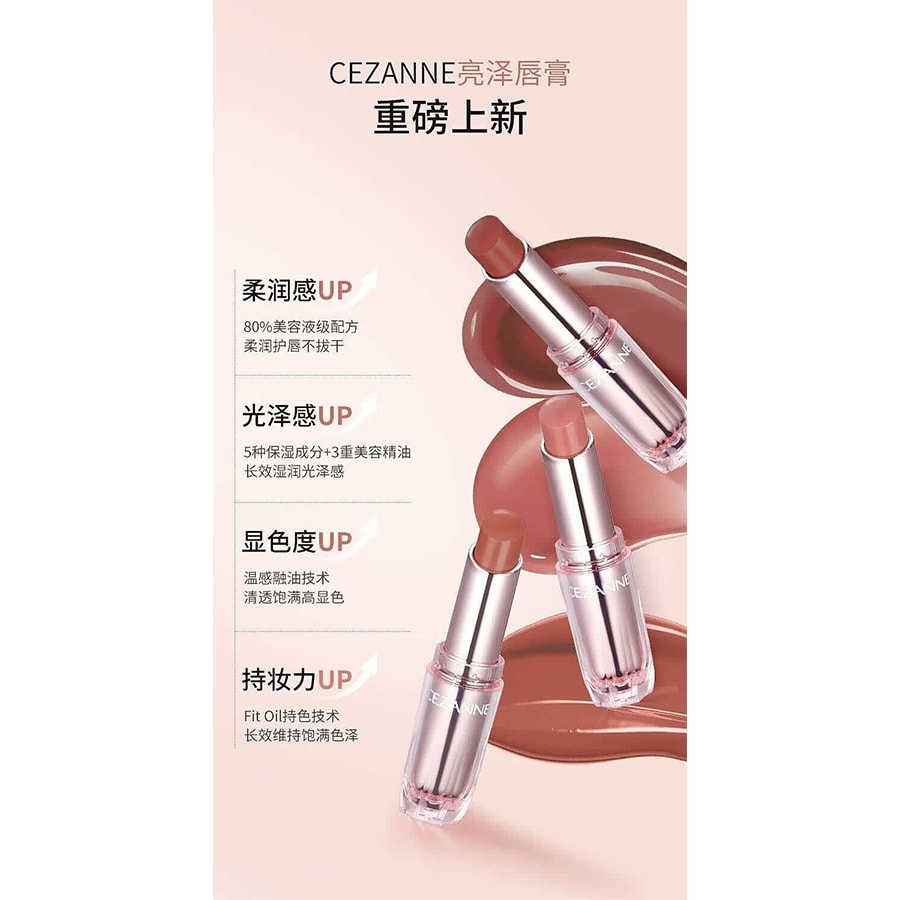 日本直邮】 日本 CEZANNE 倩丽 倩丽 滋润持久光泽唇膏 N 201 粉雾蔷薇