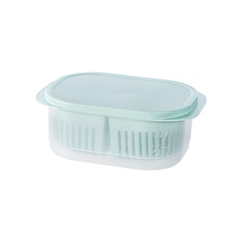 Refrigerator Fruit Vegetable Organiser Kitchen Food Organiser Compartment Lid Sealed Freshness Drainer Cotton Green
