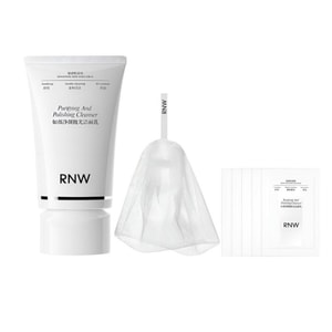 【홍콩 직배송】 RNW 루웨이 클렌징 앤 폴리싱 클렌징 밀크 100g + 샘플 2g×5 + 거품망 아미노산 클렌징 오일 컨트롤 여드름 제거 클렌징 메이크업 제거 진정 및 복구 민감성 피부용