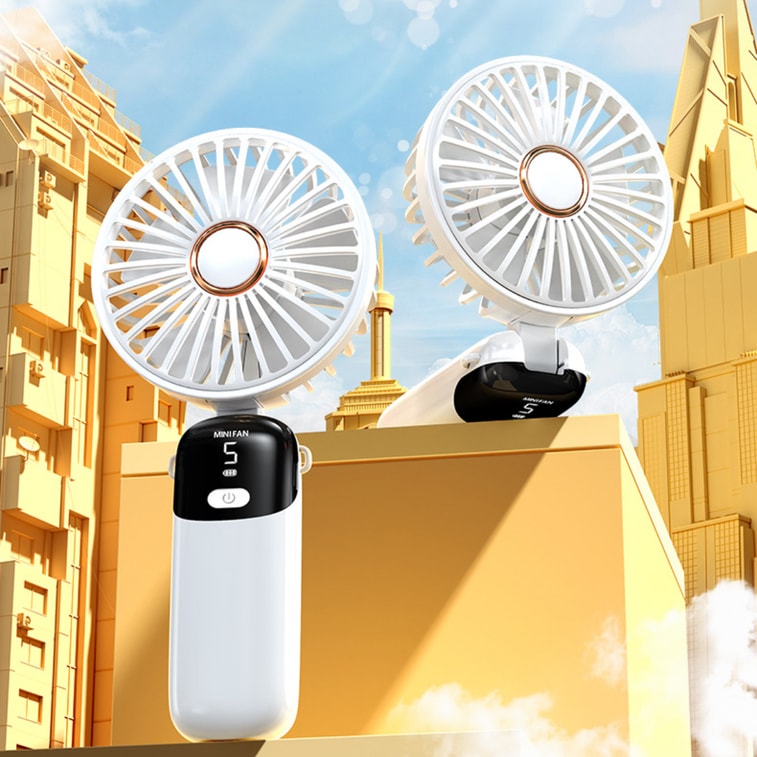 First-rate 可折疊手持戶外風扇【反季促銷】數字顯示 風力可調 模擬自然風 長時效續航 9-10小時 USB充電 除濕 均衡室溫 空氣清新 驅散氣味 保持空氣流通 4