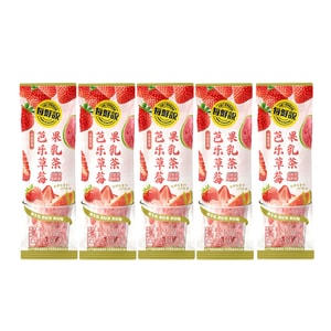 Guava Strawberry Fruit Milk Tea 22g*5 Bags【107kcal Per Cup·0 Trans Fat·0 Creamer】Real Fruit Tea Low-Calorie Drink, Cold Hot Brew 【Dieters·Afternoon Tea】 29% Milk Powder Green Tea Base Portable Sachet