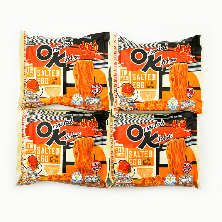泰國MAMA媽媽 OK系列 泡麵 宵夜速食拌麵 鹹蛋黃味 85g*4包 【原味廚房升級版】 9